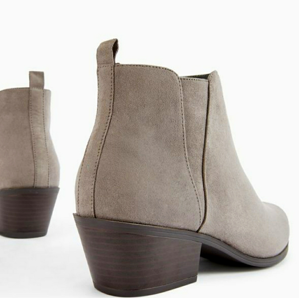 Ankle Booties gray w heel + zipper JustFab Adaline